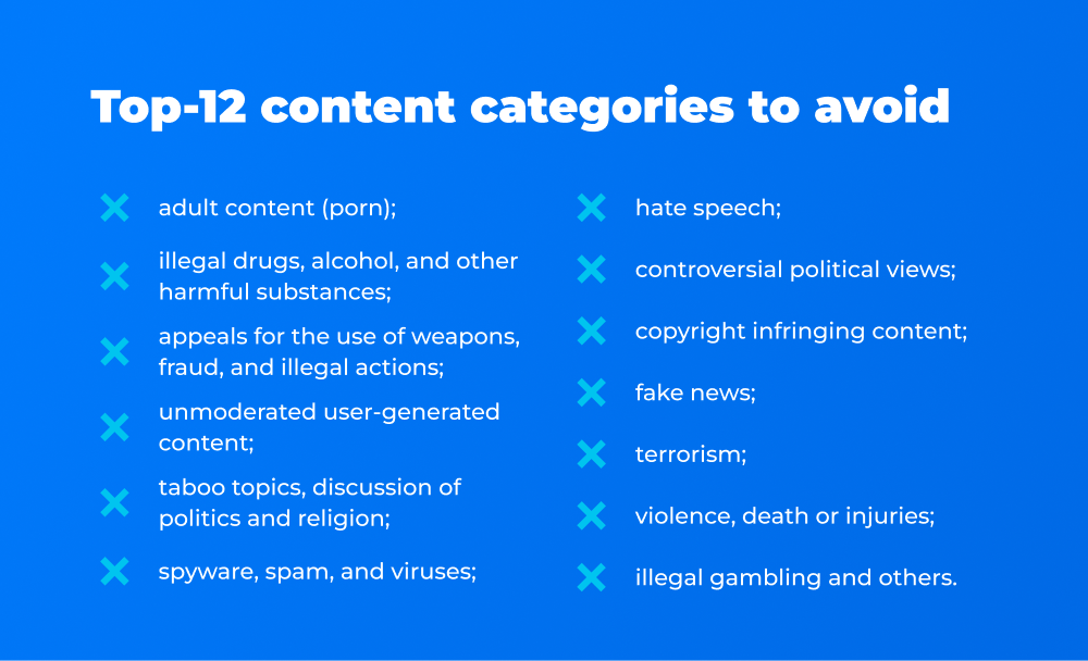 Top 12 content categories to avoid 
